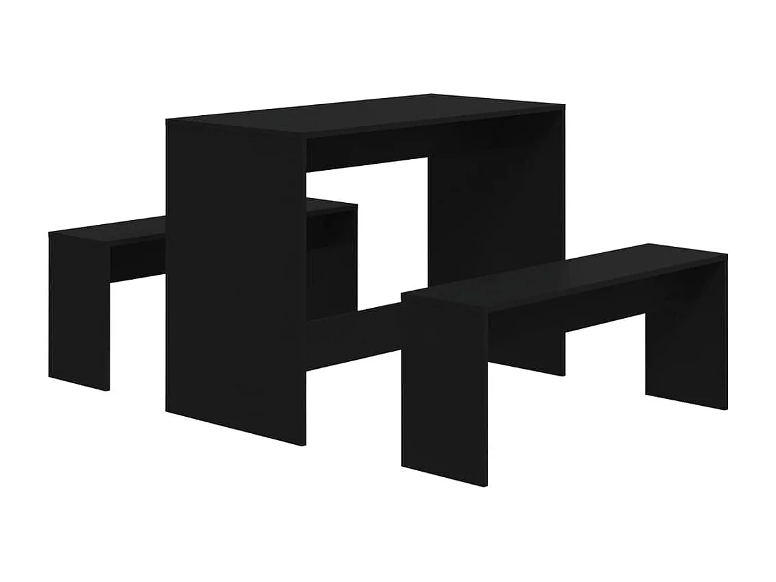 Ensemble à manger 3 pcs Noir Bois d'ingénierie