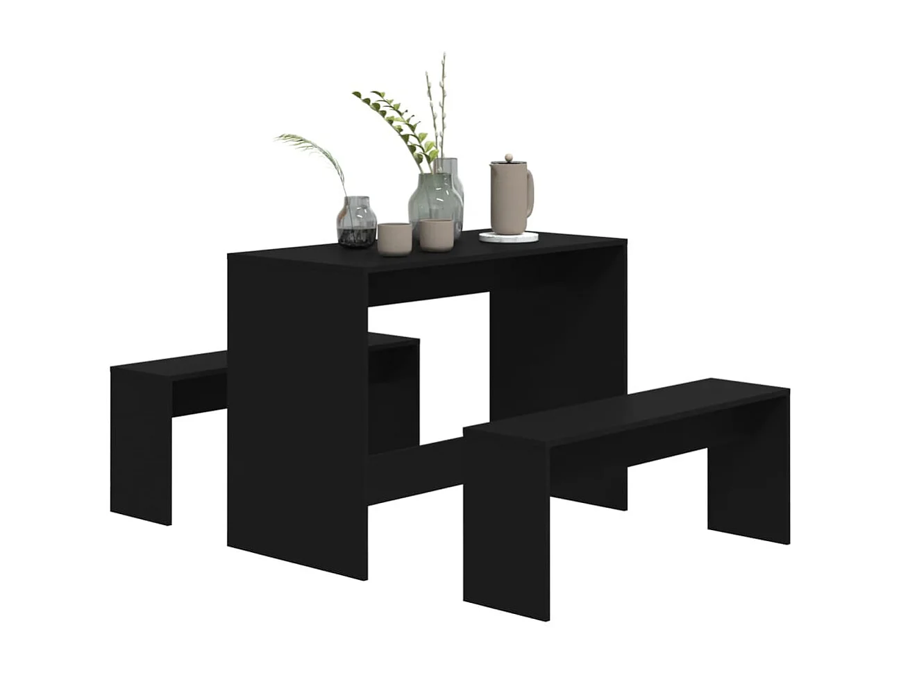 Ensemble à manger 3 pcs Noir Bois d'ingénierie