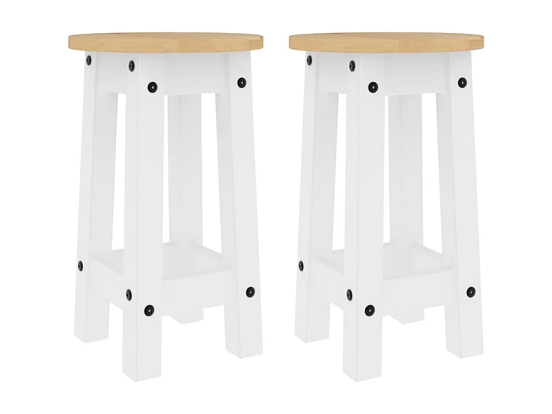 Tabourets de bar lot de 2 blanc bois massif de pin