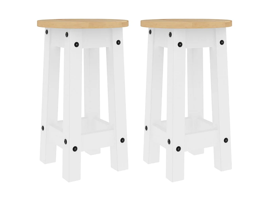 Tabourets de bar lot de 2 blanc bois massif de pin