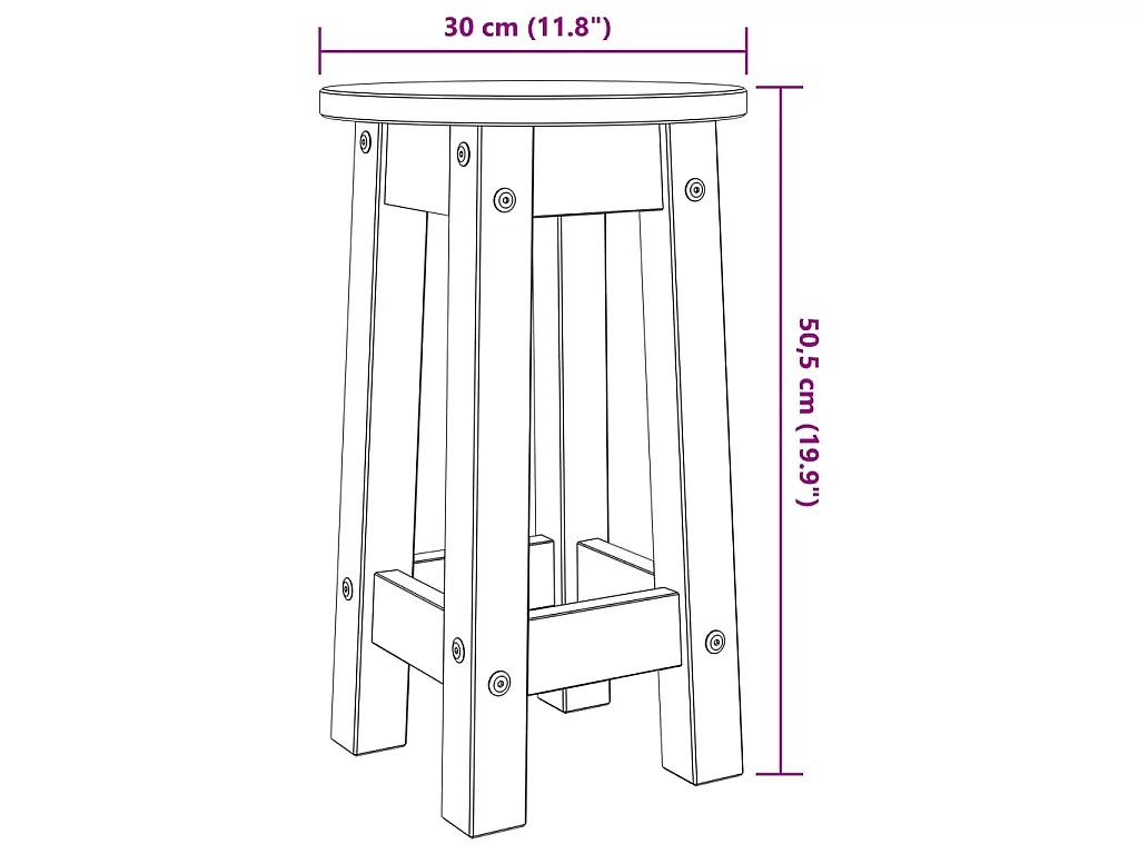Tabourets de bar lot de 2 blanc bois massif de pin
