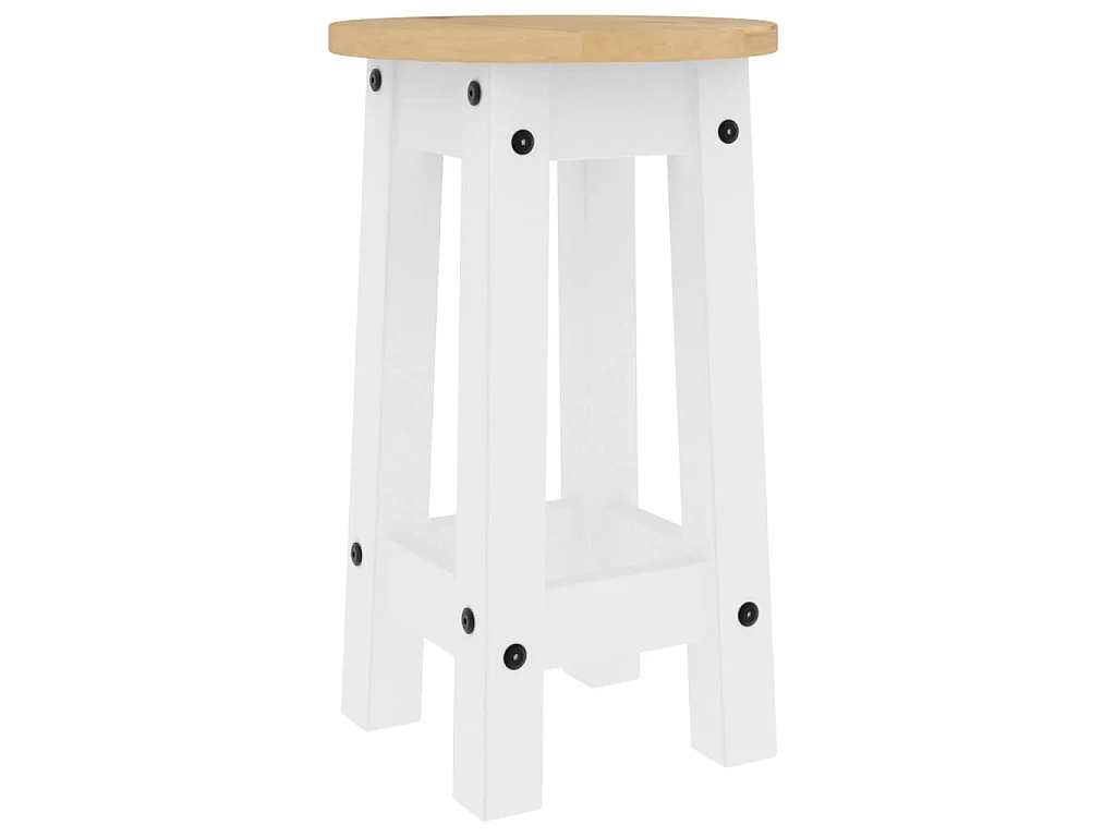 Tabourets de bar lot de 2 blanc bois massif de pin