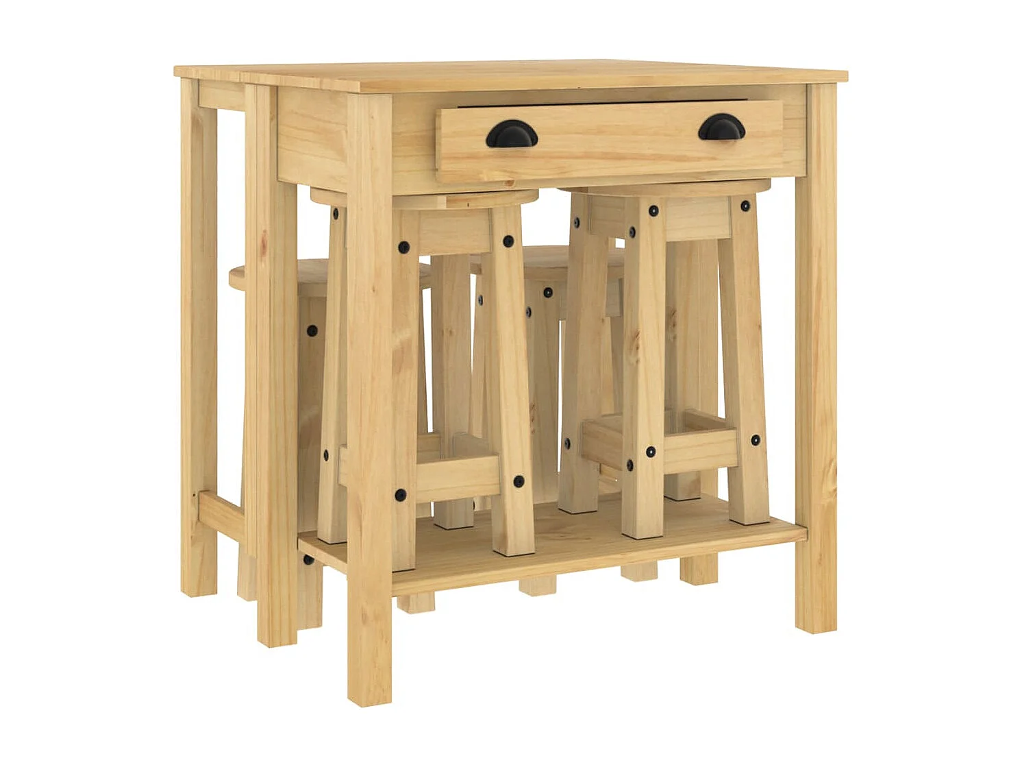 5-delige Barset massief grenenhout