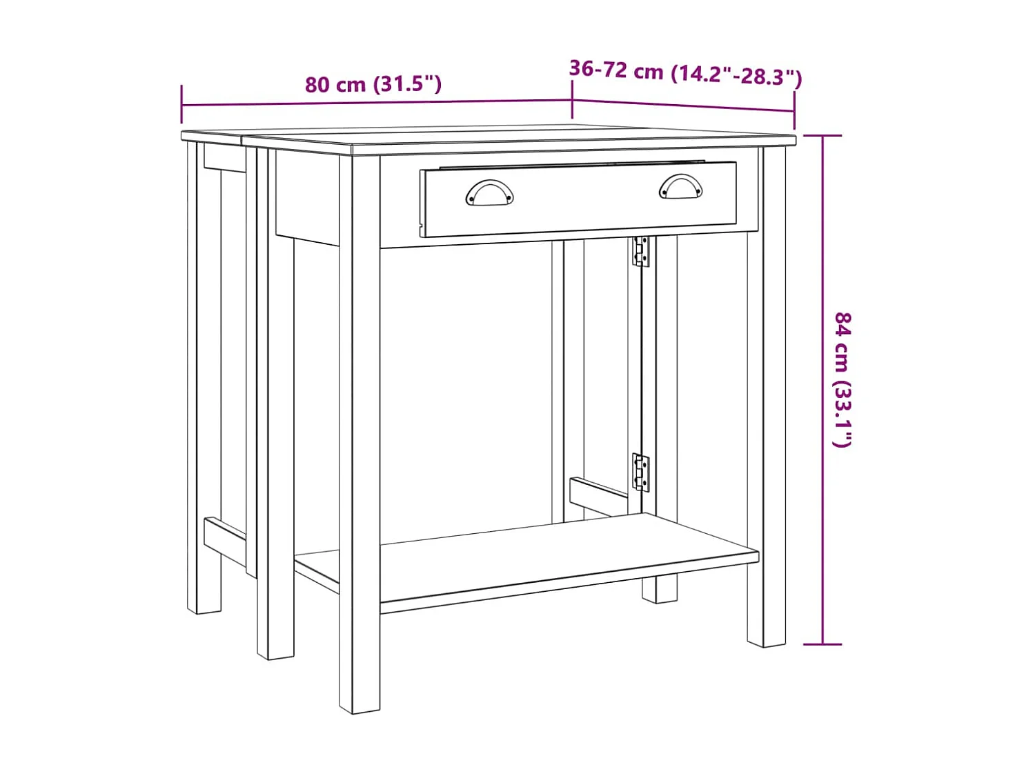 5-delige Barset massief grenenhout