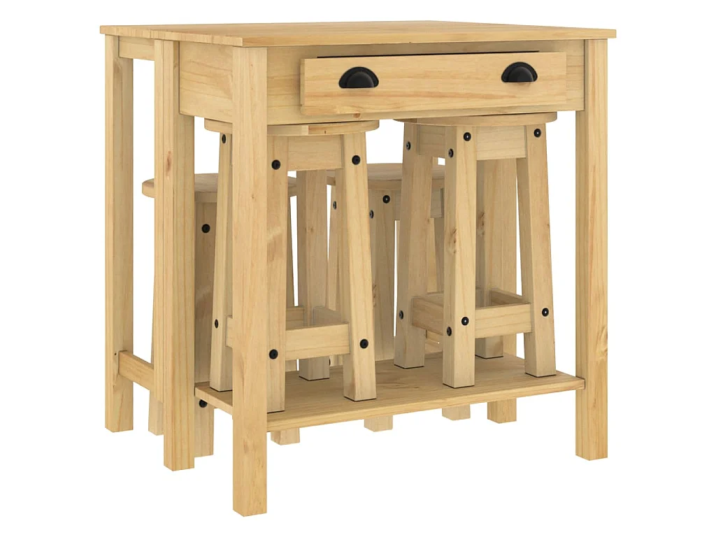 5-tlg. Bar-Set Massivholz Kiefer