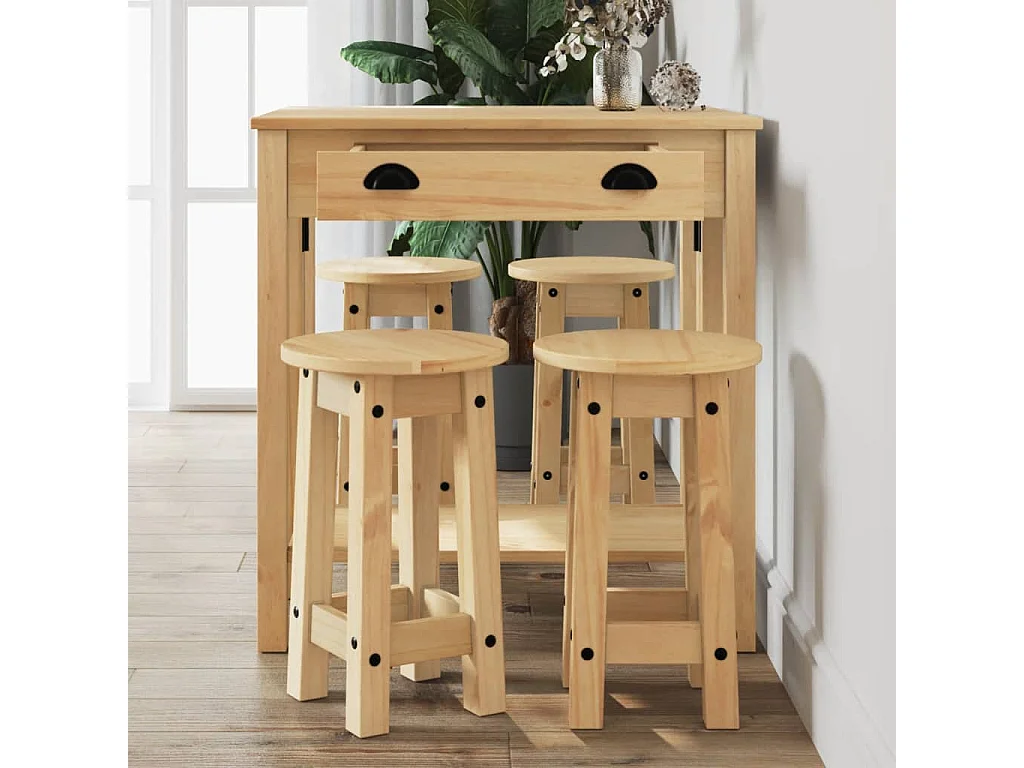 5-tlg. Bar-Set Massivholz Kiefer