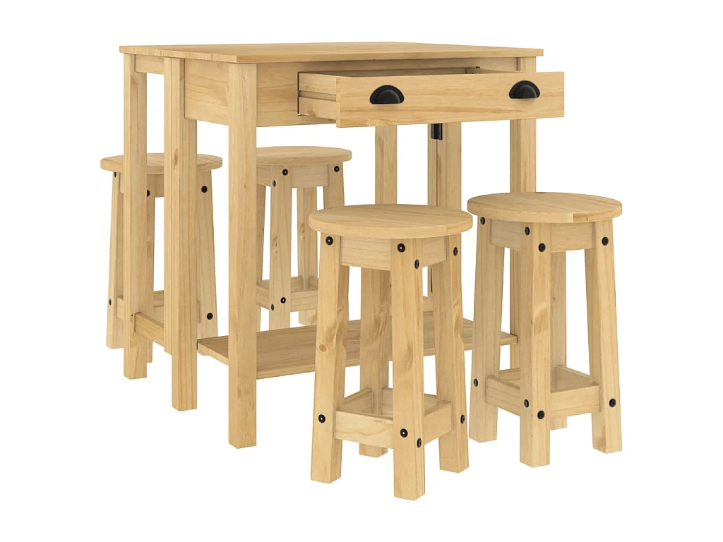 5-tlg. Bar-Set Massivholz Kiefer