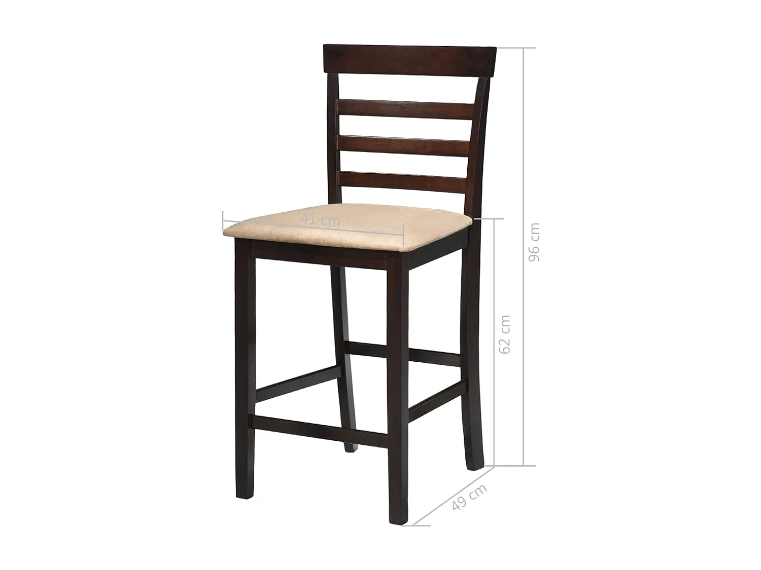 Mesa de bar y 4 taburetes de barra madera marrón