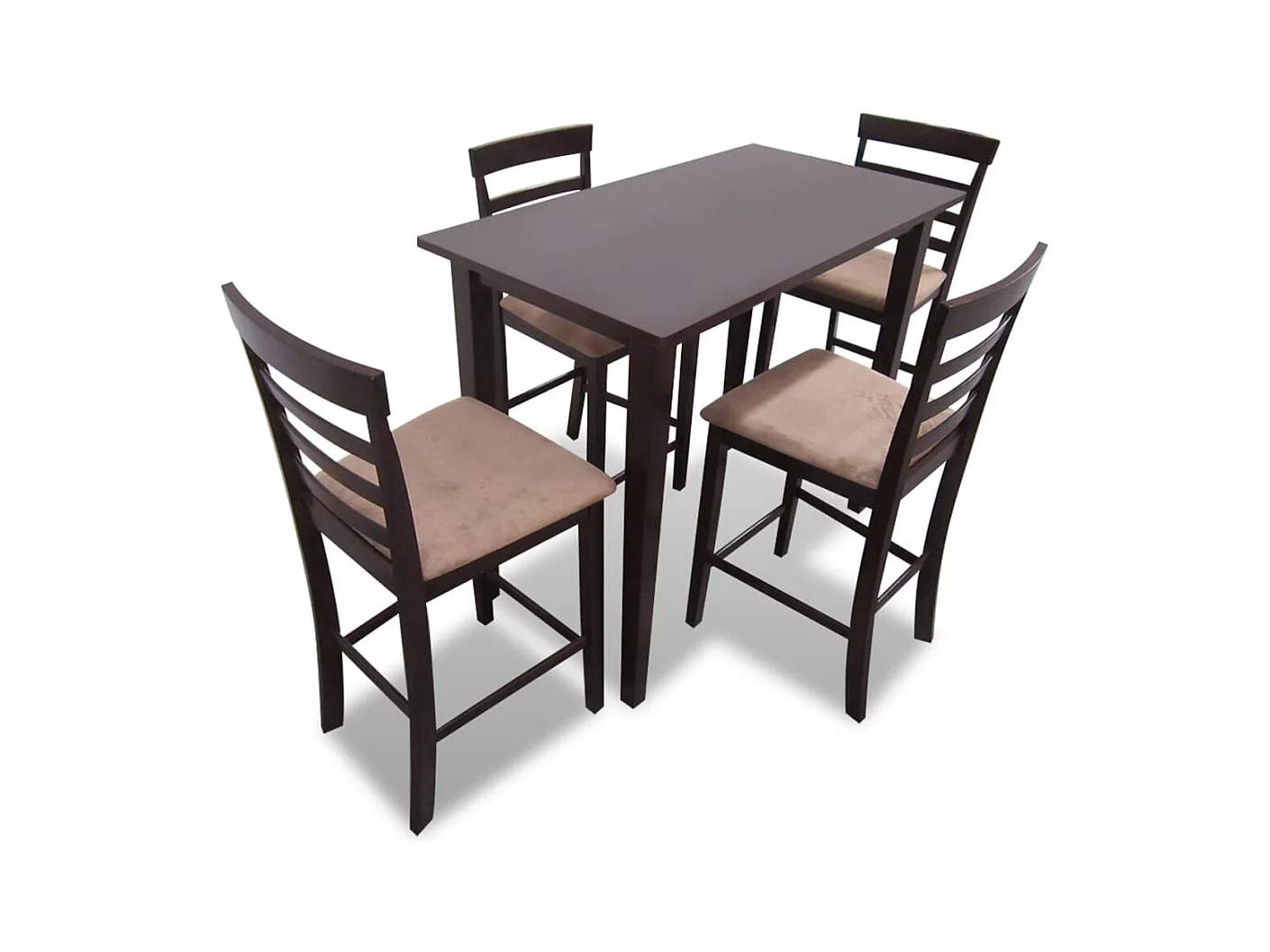 Set table et 4 chaises de bar en bois coloris marron