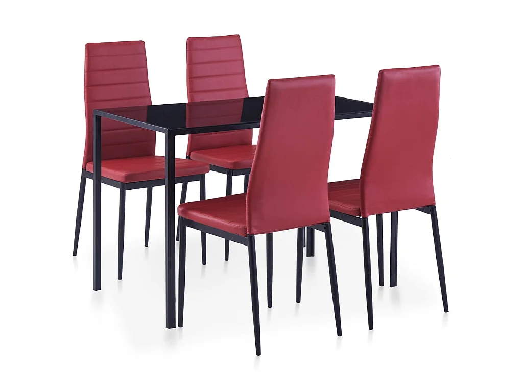 Mobilier de salle à manger 5 pcs Rouge bordeaux