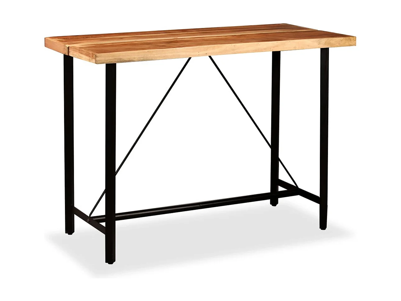 Ensemble de bar 7 pcs Bois d'acacia massif et cuir véritable