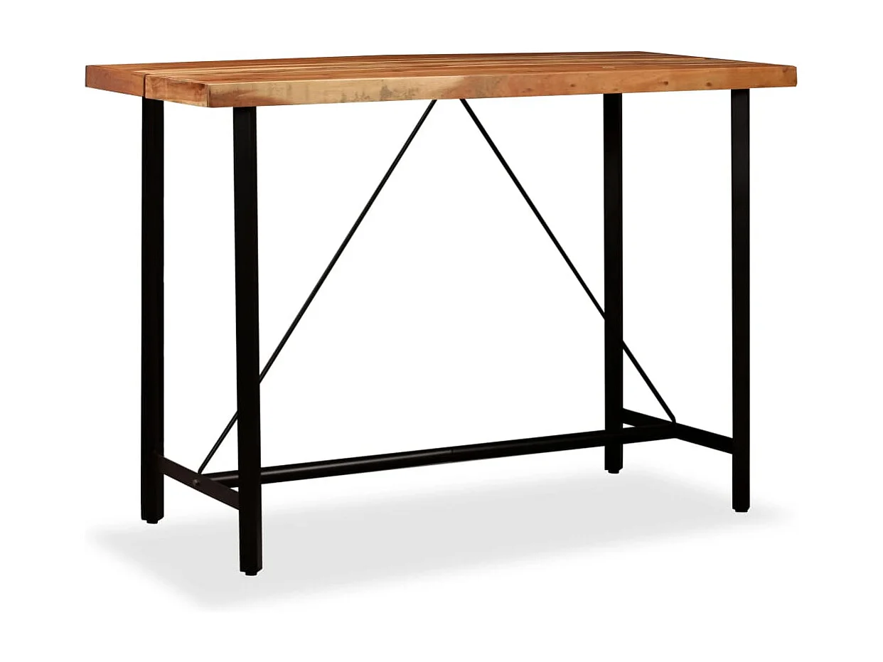 Ensemble de bar 7 pcs Bois d'acacia massif et cuir véritable