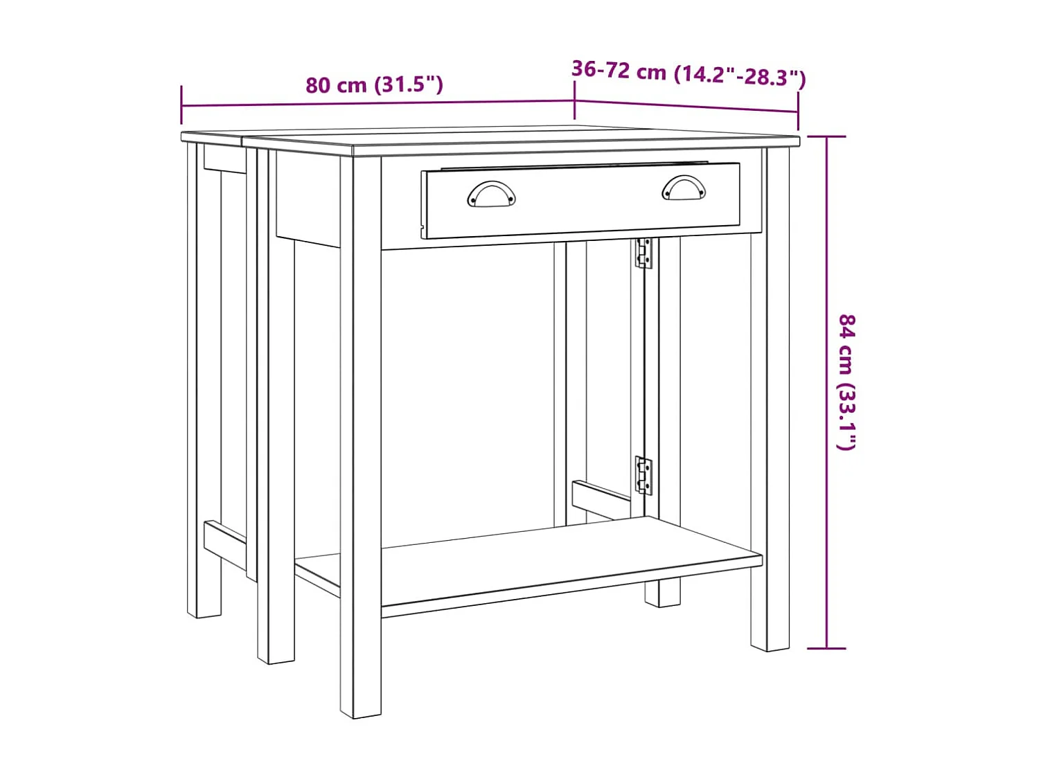 3-delige Barset massief grenenhout