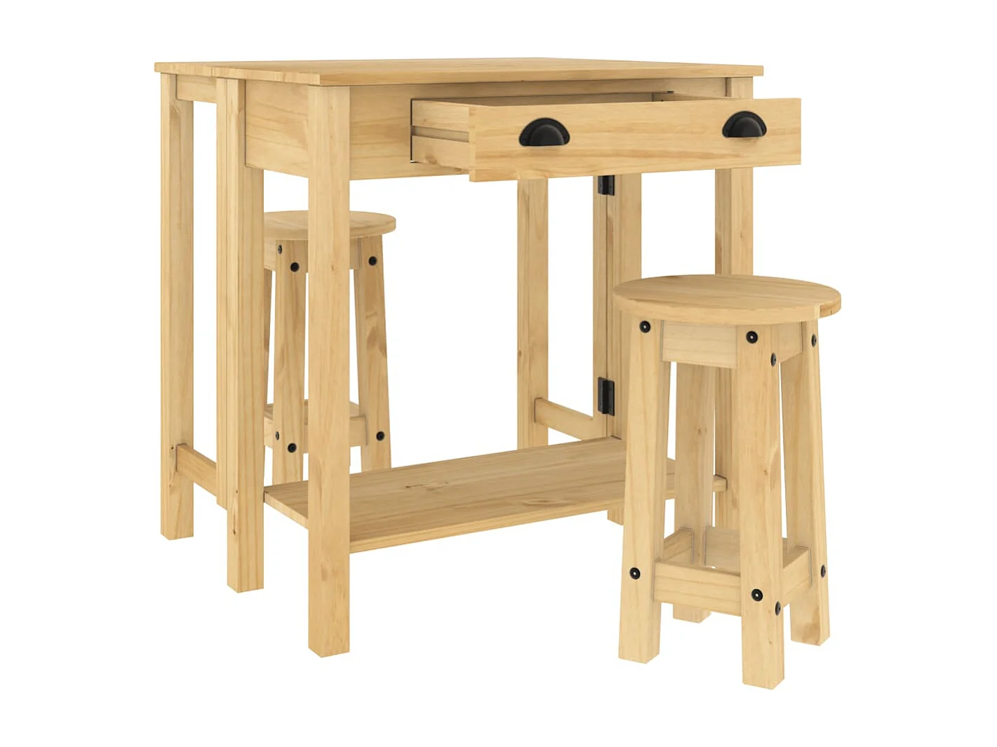 3-delige Barset massief grenenhout