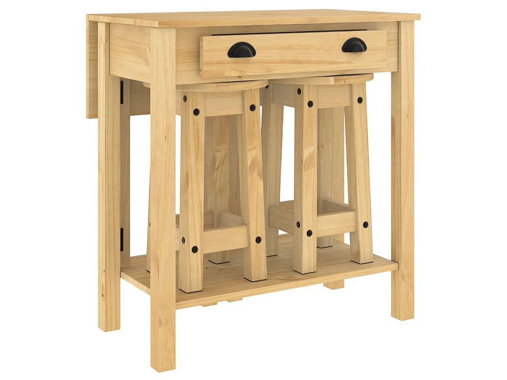 3-tlg. Bar-Set Massivholz Kiefer