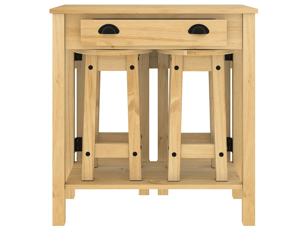 3-tlg. Bar-Set Massivholz Kiefer