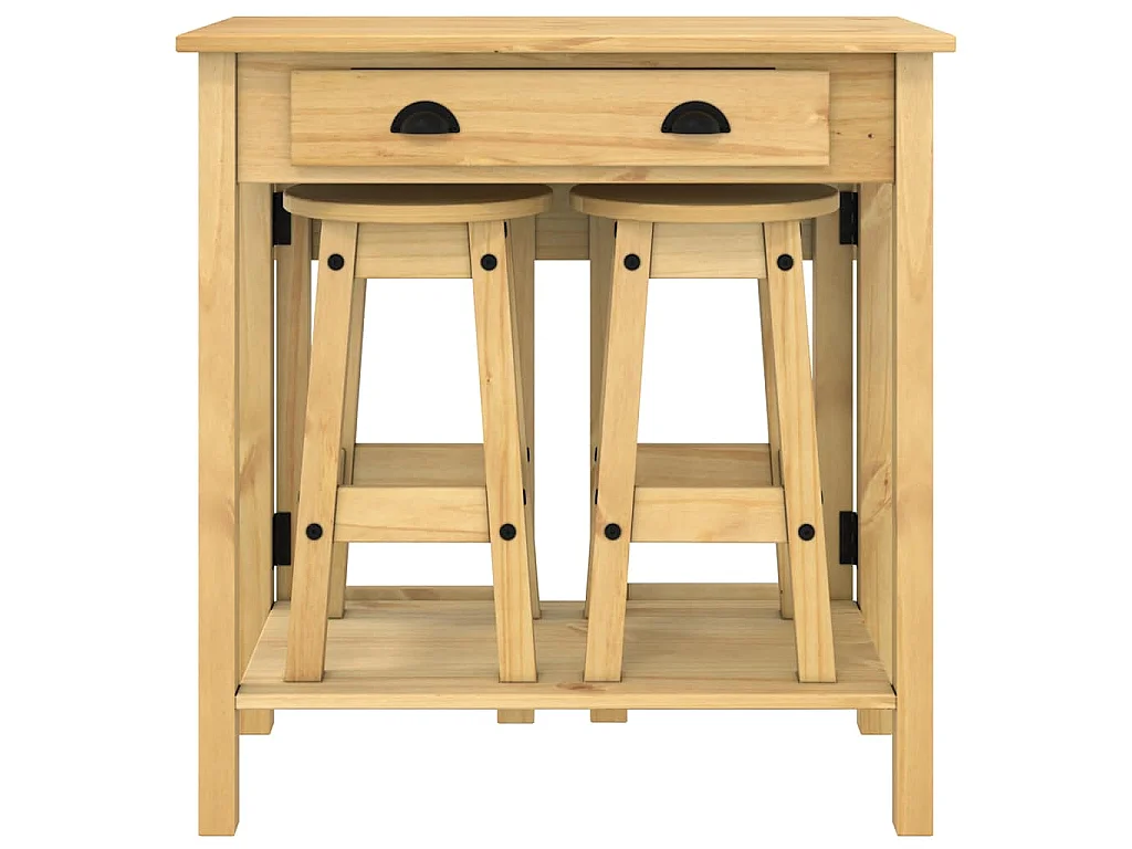 3-tlg. Bar-Set Massivholz Kiefer