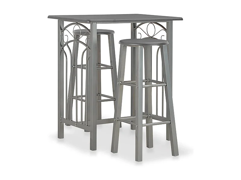 Ensemble de bar 3 pcs Bois et acier Anthracite