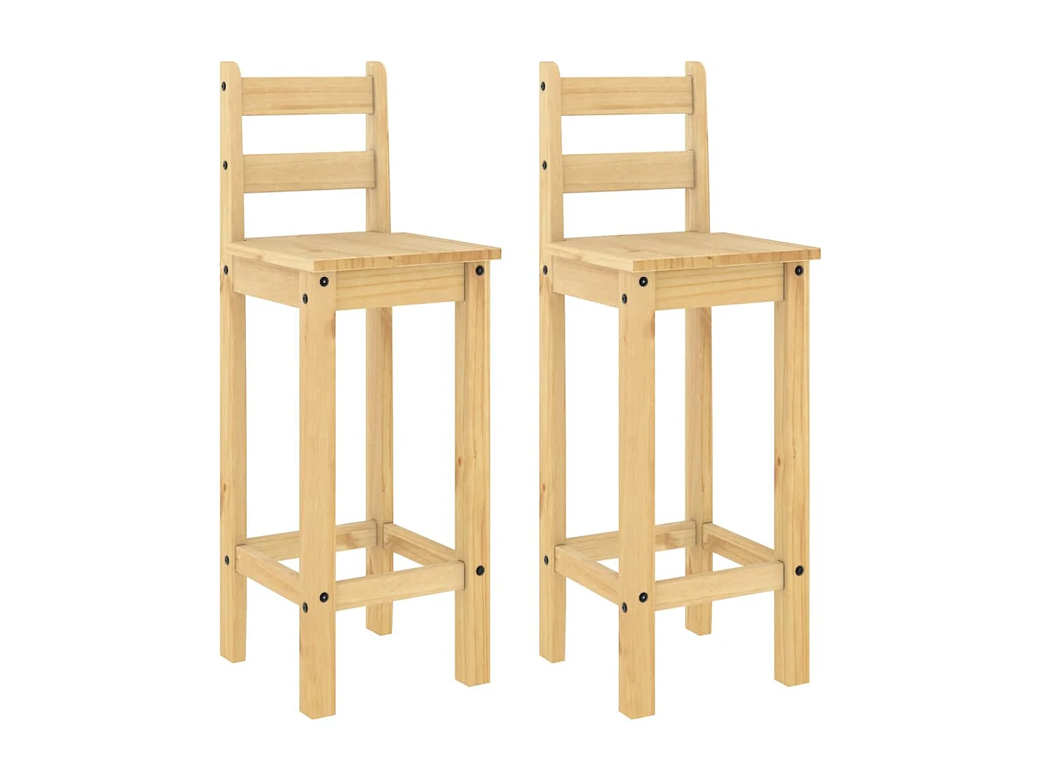 Chaises de bar lot de 2 bois de pin solide