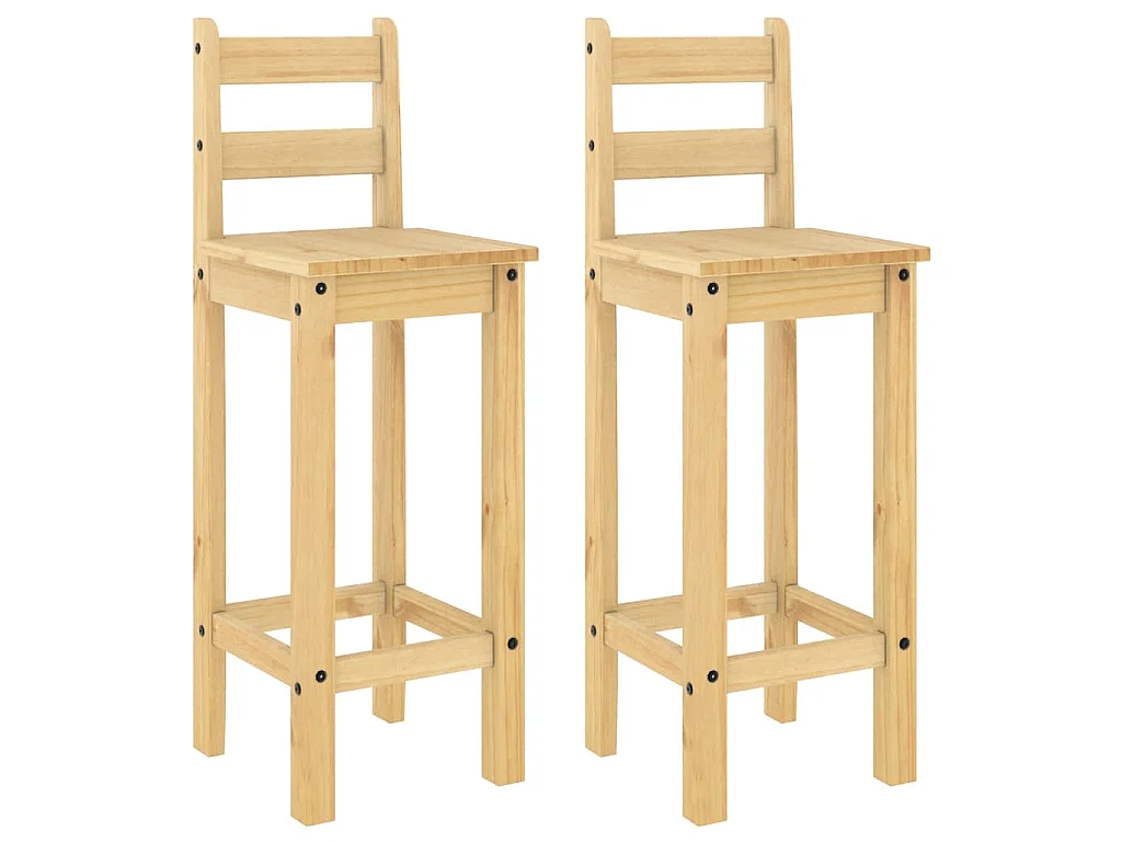 Chaises de bar lot de 2 bois de pin solide