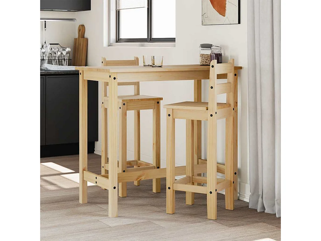 Chaises de bar lot de 2 bois de pin solide