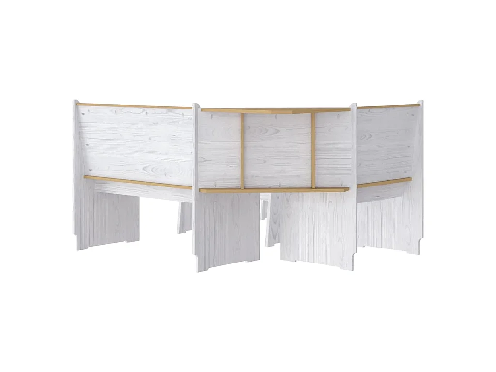 Ensemble à manger REINE 3 pcs marron miel blanc bois pin massif