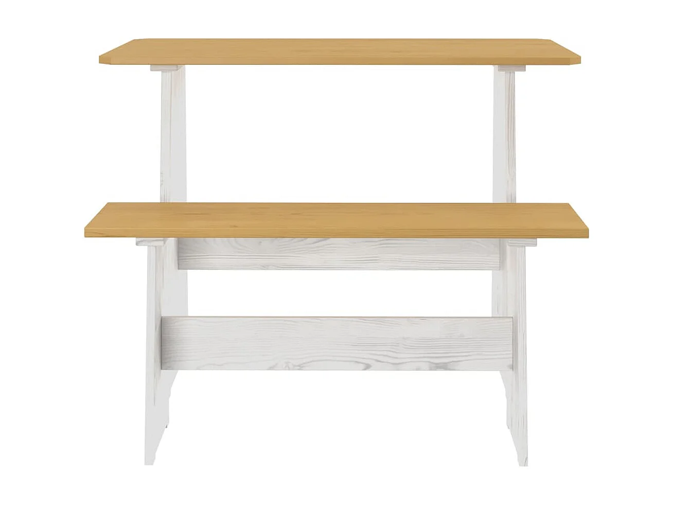 Ensemble à manger REINE 3 pcs marron miel blanc bois pin massif