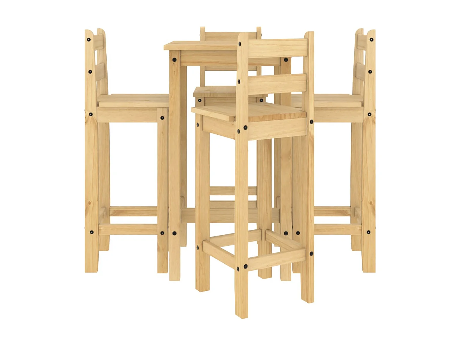 5 pcs conjunto de bar pinho maciço