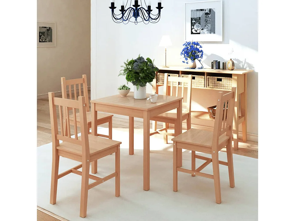 5-delige Eetkamerset grenenhout