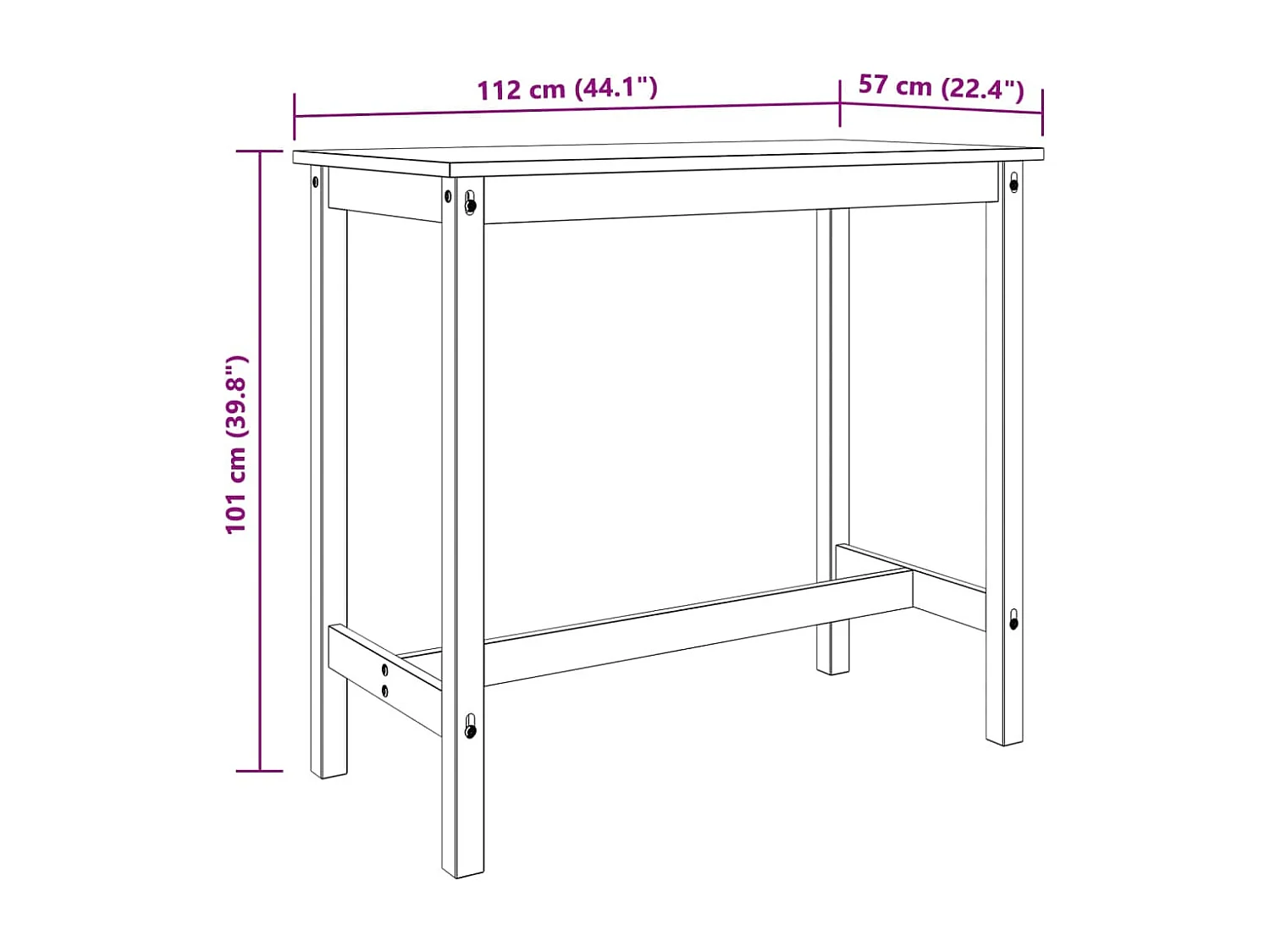 Ensemble de bar 3 pcs Bois de pin massif