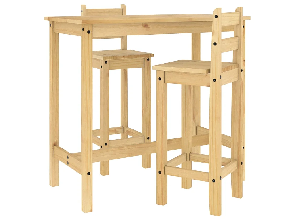 Ensemble de bar 3 pcs Bois de pin massif