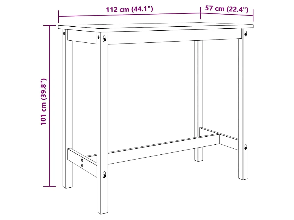 Ensemble de bar 3 pcs Bois de pin massif