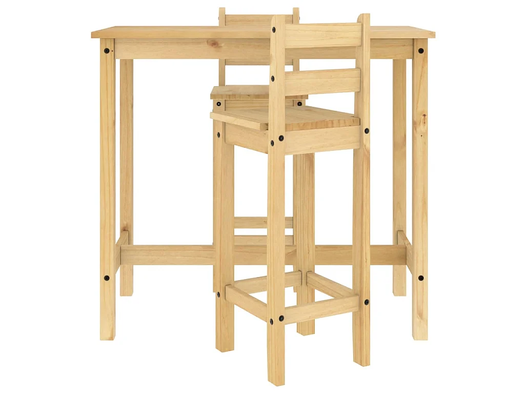 Ensemble de bar 3 pcs Bois de pin massif
