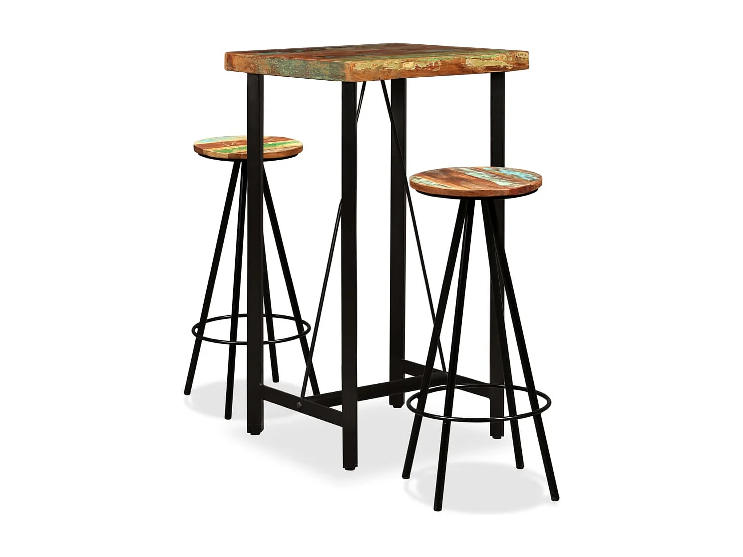 Barset massief gerecycled hout 3-delig