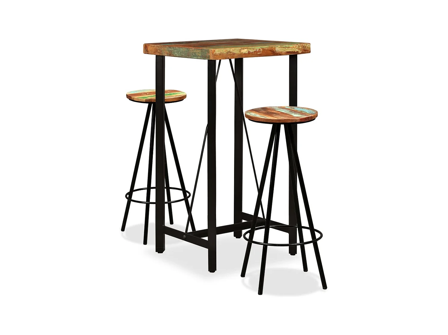 Ensemble de bar 3 pcs Bois de récupération massif