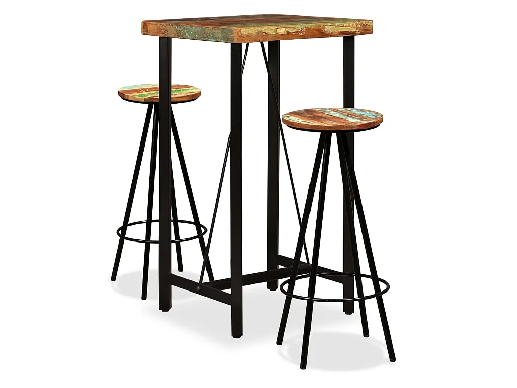 3-tlg. Bar-Set Altholz Massiv