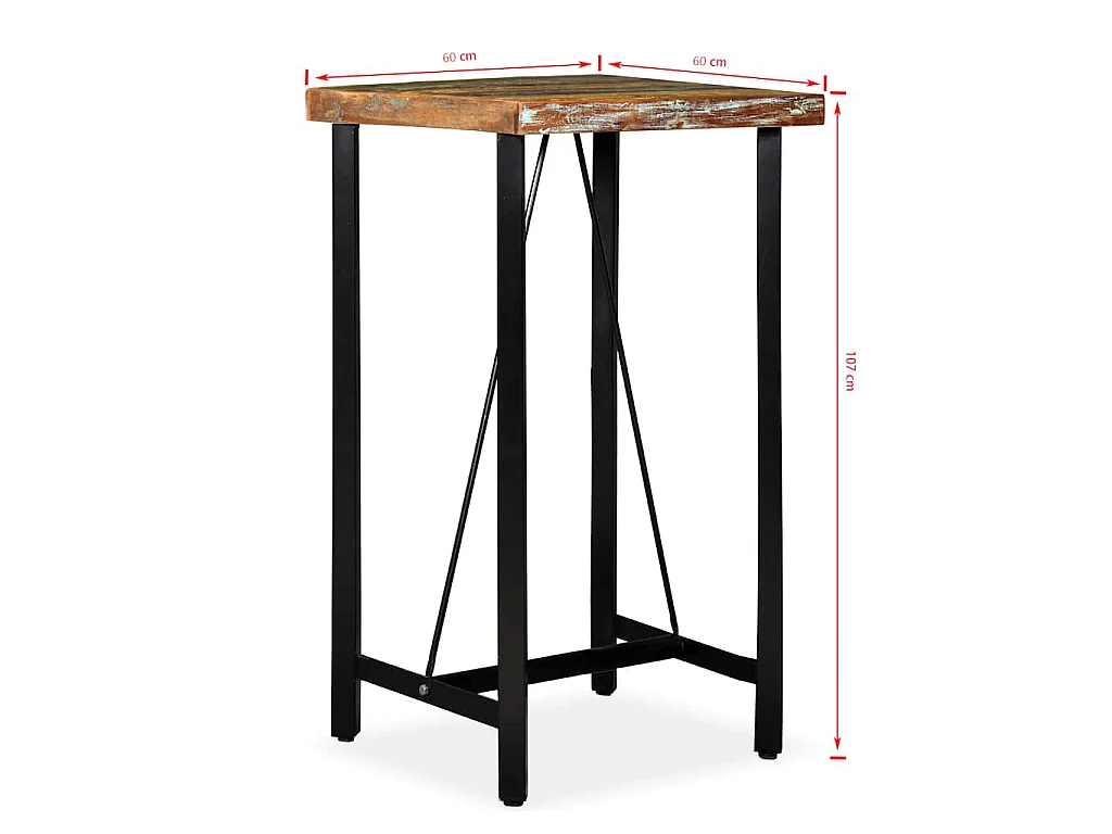 Conjunto de bar 3 pcs madeira recuperada maciça