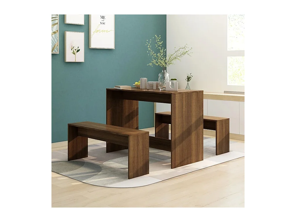 Ensemble à manger 3 pcs Chêne marron Bois d'ingénierie