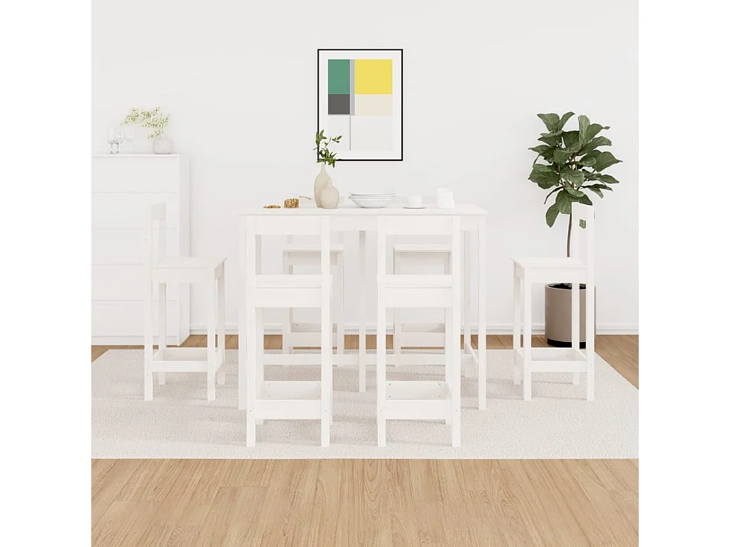 7 pcs conjunto de bar pinho maciço branco