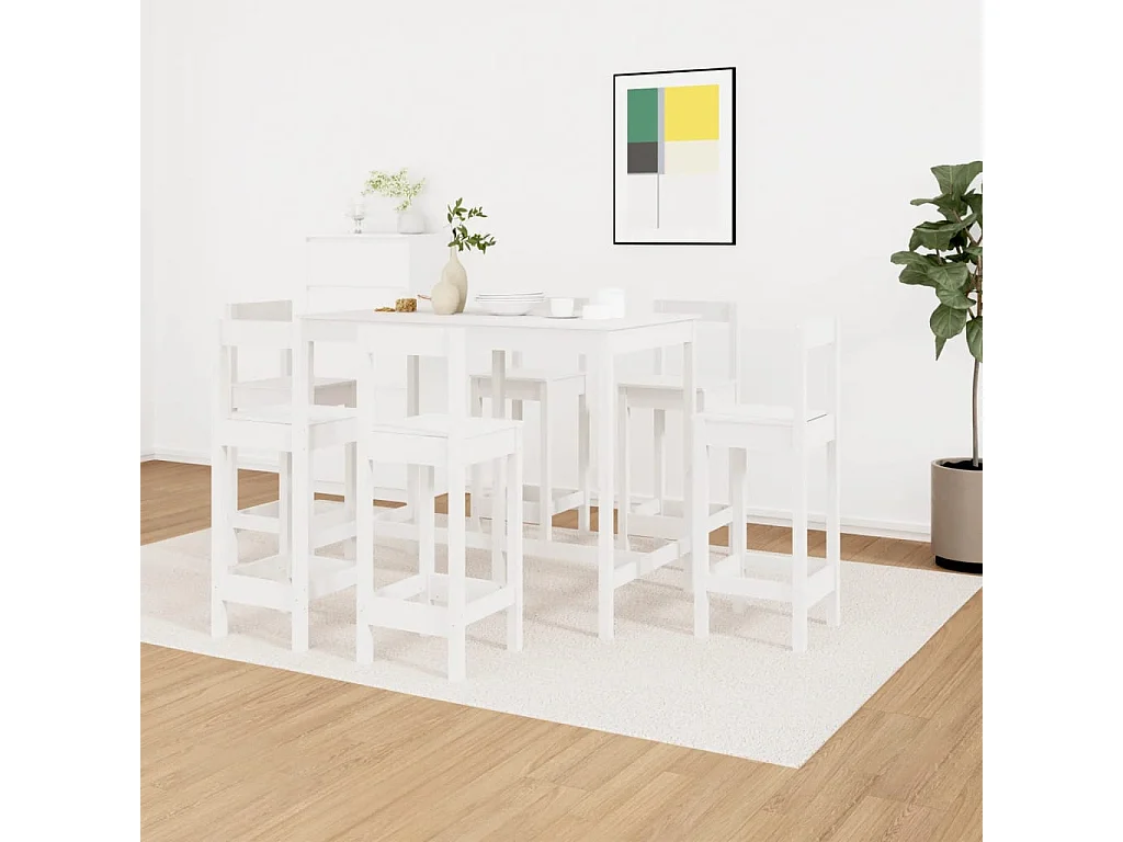 7 pcs conjunto de bar pinho maciço branco