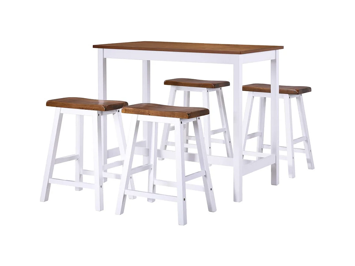 Table et tabouret de bar 5 pcs Bois massif