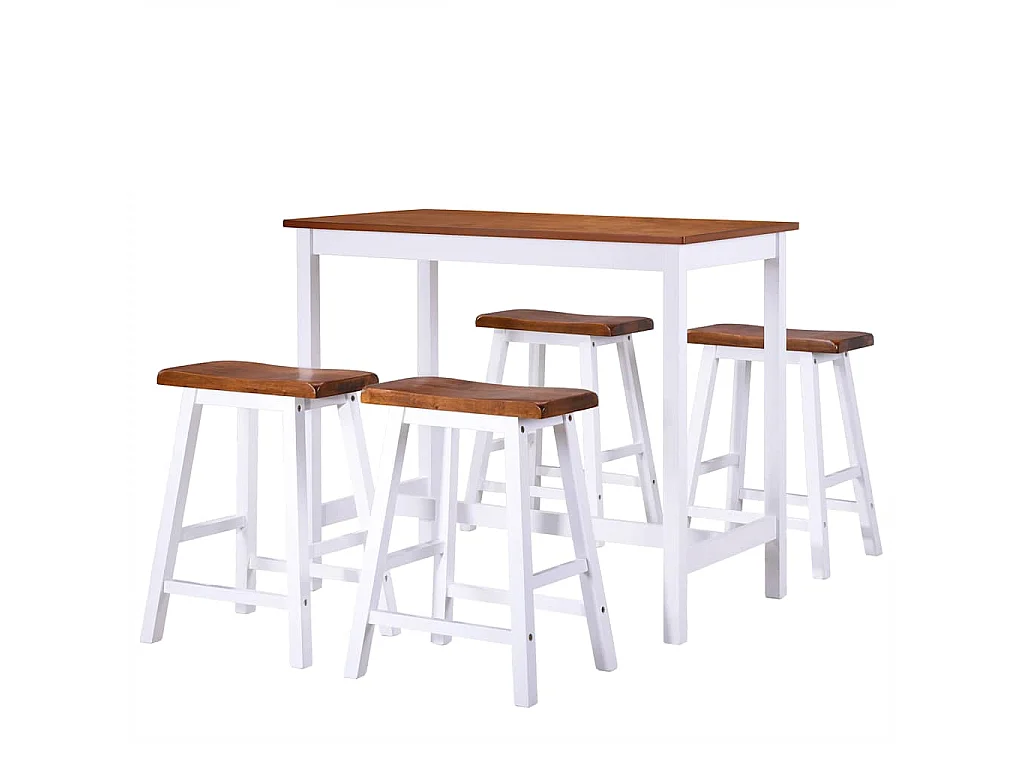 Bartafel- en krukkenset massief hout 5-delig