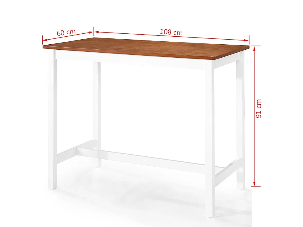 Bartafel- en krukkenset massief hout 5-delig