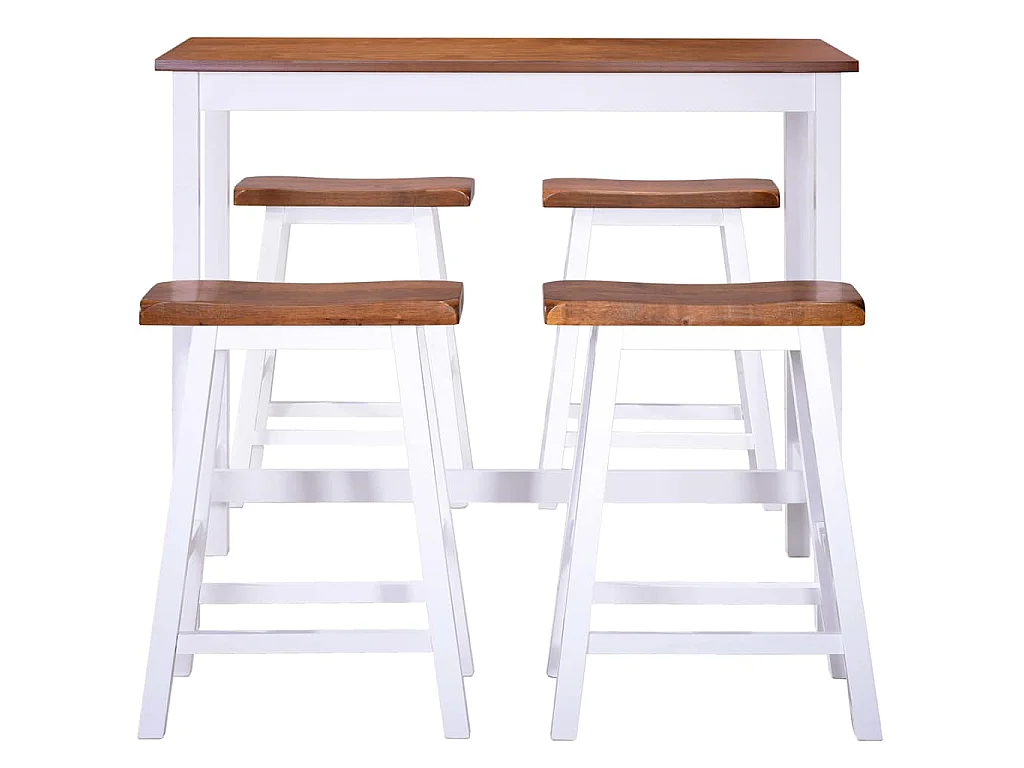 Bartafel- en krukkenset massief hout 5-delig