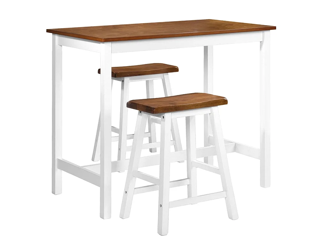 Table de bar et tabouret 3 pcs Bois massif