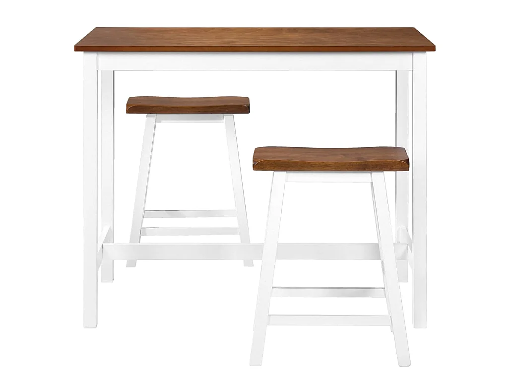 Table de bar et tabouret 3 pcs Bois massif