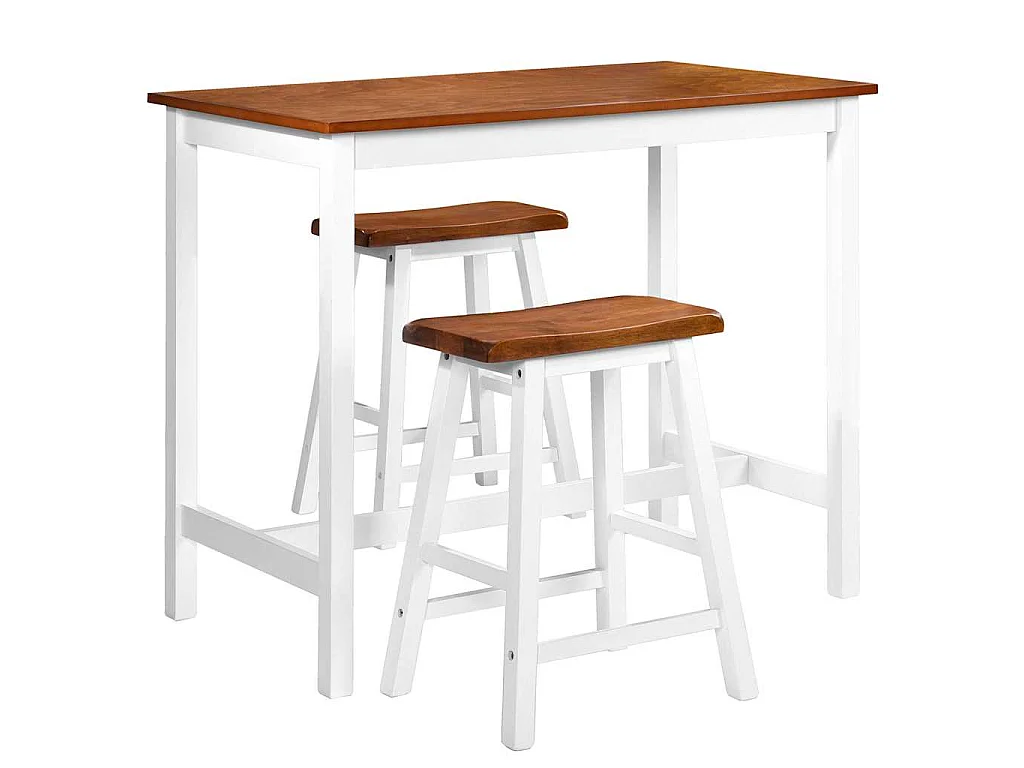 Table de bar et tabouret 3 pcs Bois massif