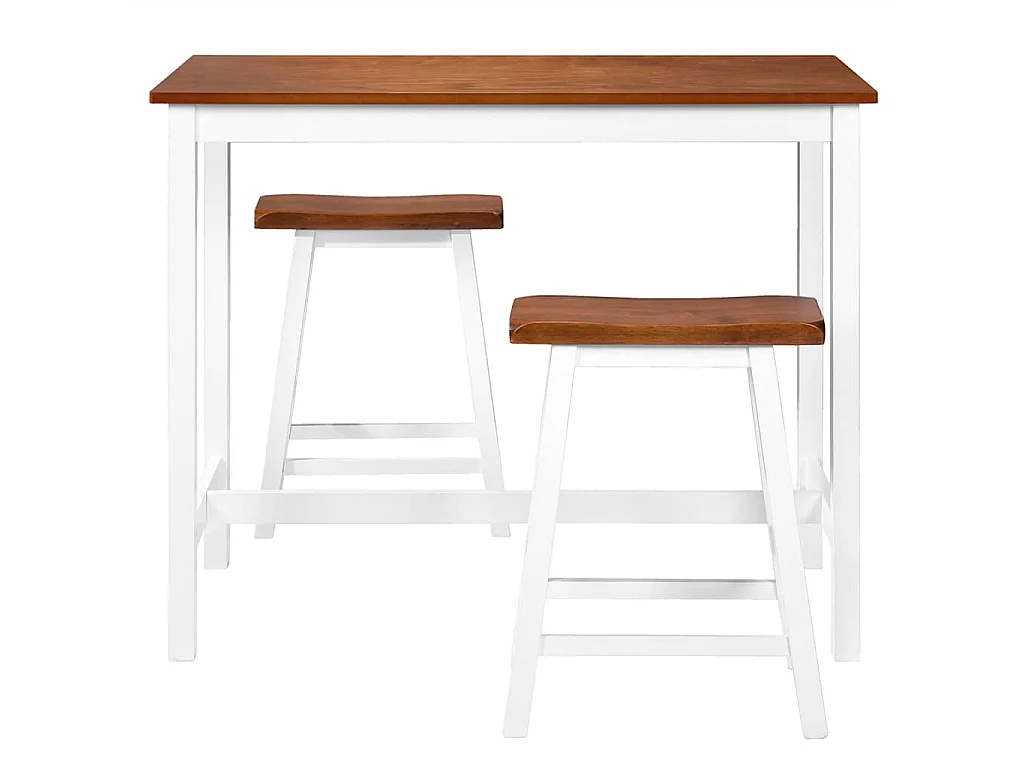 Table de bar et tabouret 3 pcs Bois massif