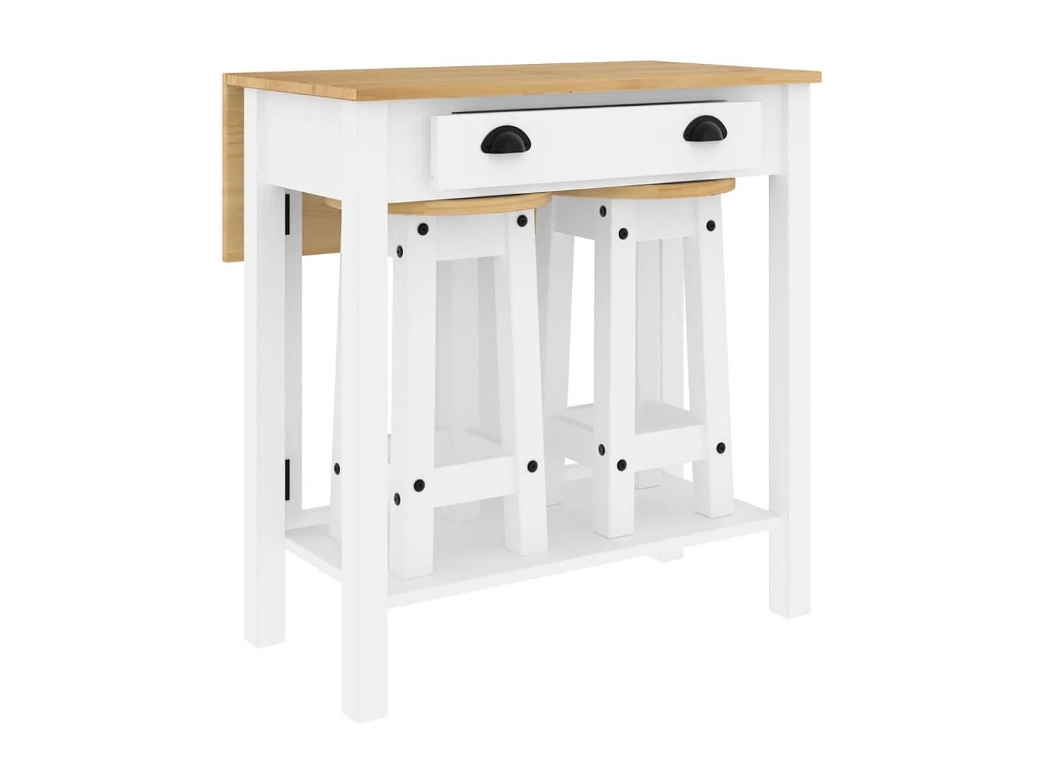 3-delige Barset massief grenenhout wit