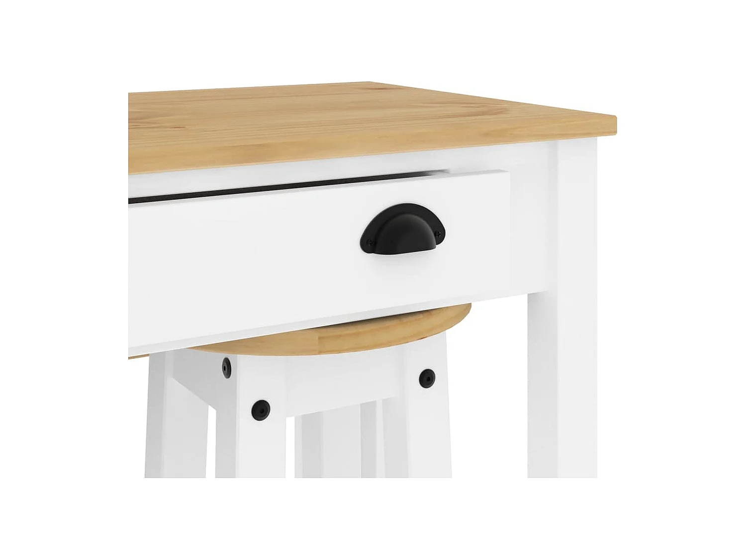 3-delige Barset massief grenenhout wit